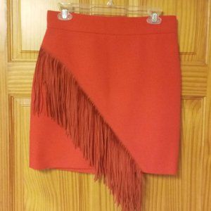 NWT Maje Cherry Red Western Fringe Mini Skirt size 40 / 10 US